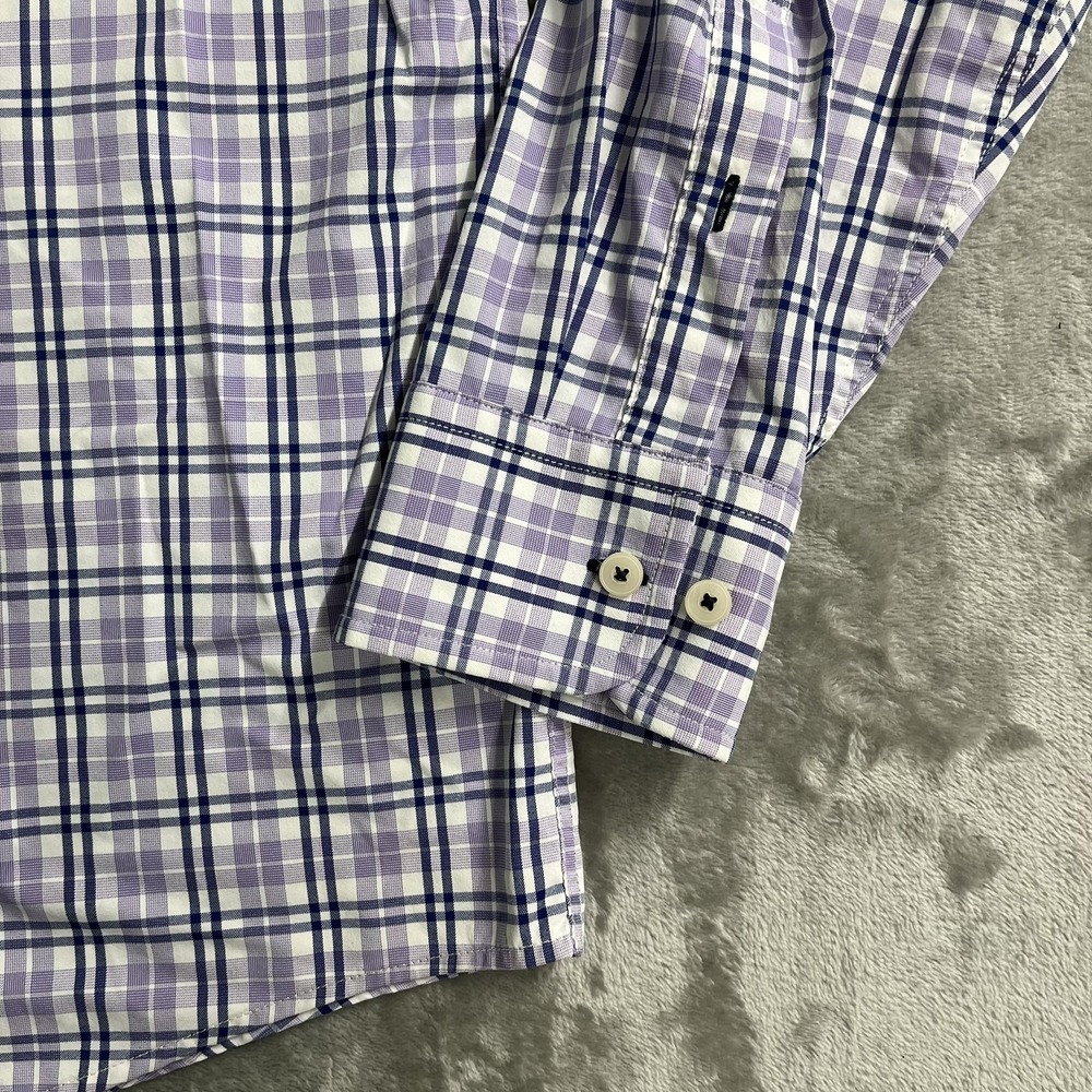 UNTUCKit Shirt Mens 2XL Purple Plaid Long Sleeve Button Up Stretch Nylon Casual - Picture 3 of 9